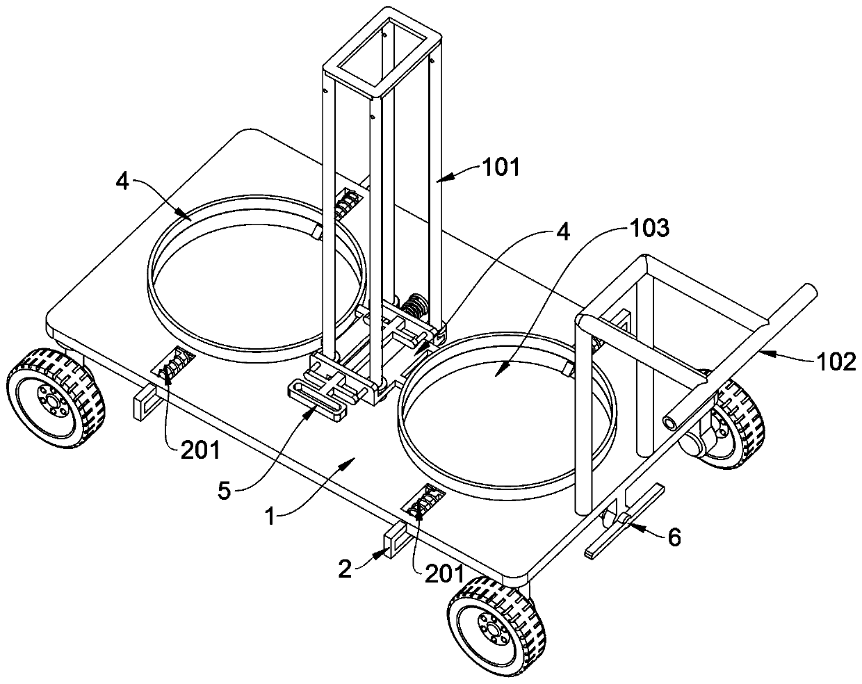 Temporary transportation device for small path section and for garbage classification management