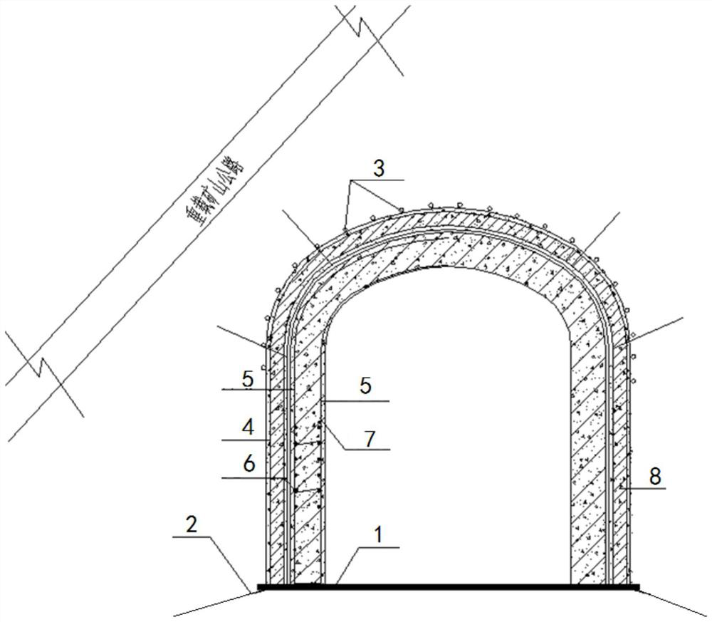 Tunnel-entering construction method for crossing shallow-layer large-load road