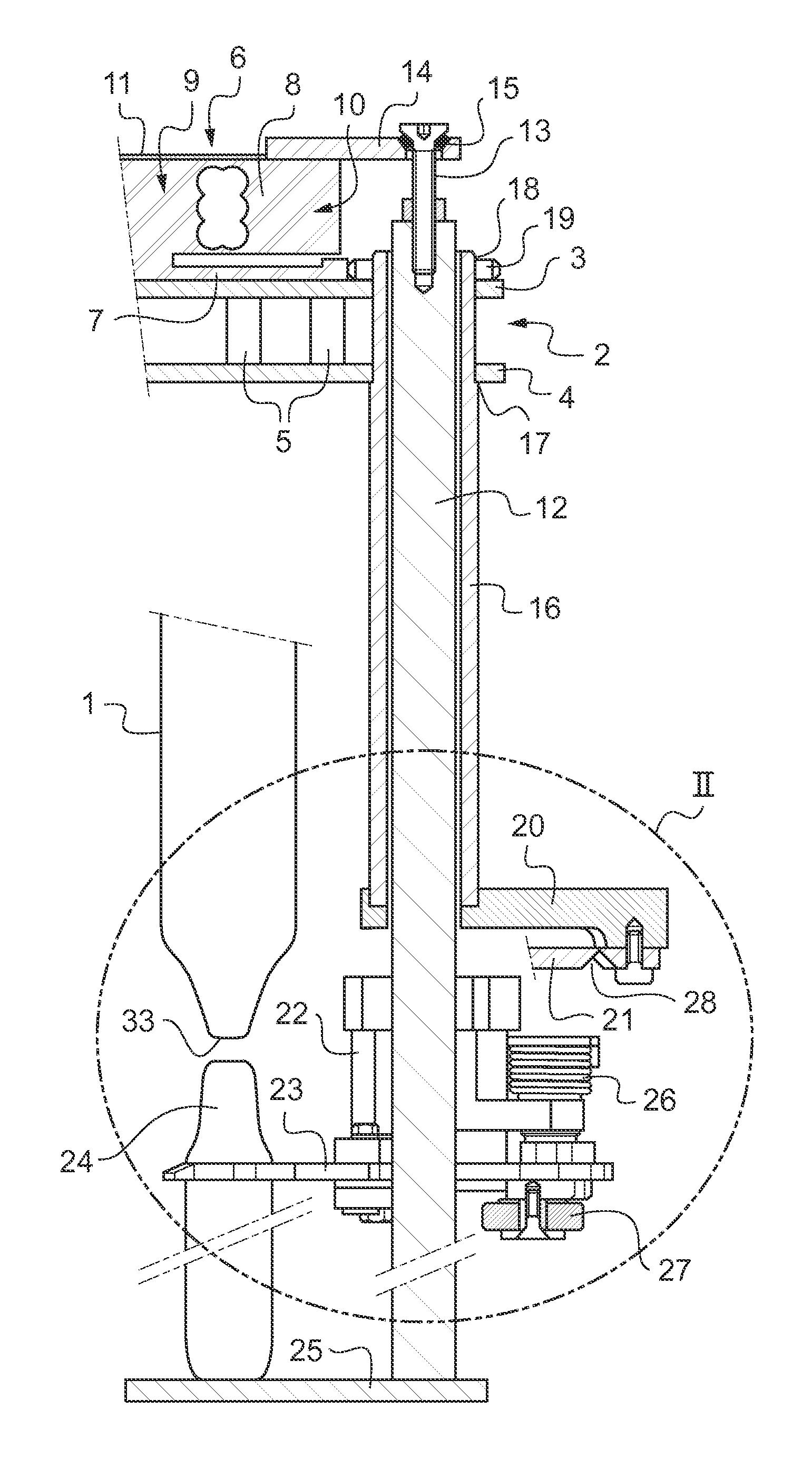 Device for filling containers by weight, the device being fitted with an anti-vibration member