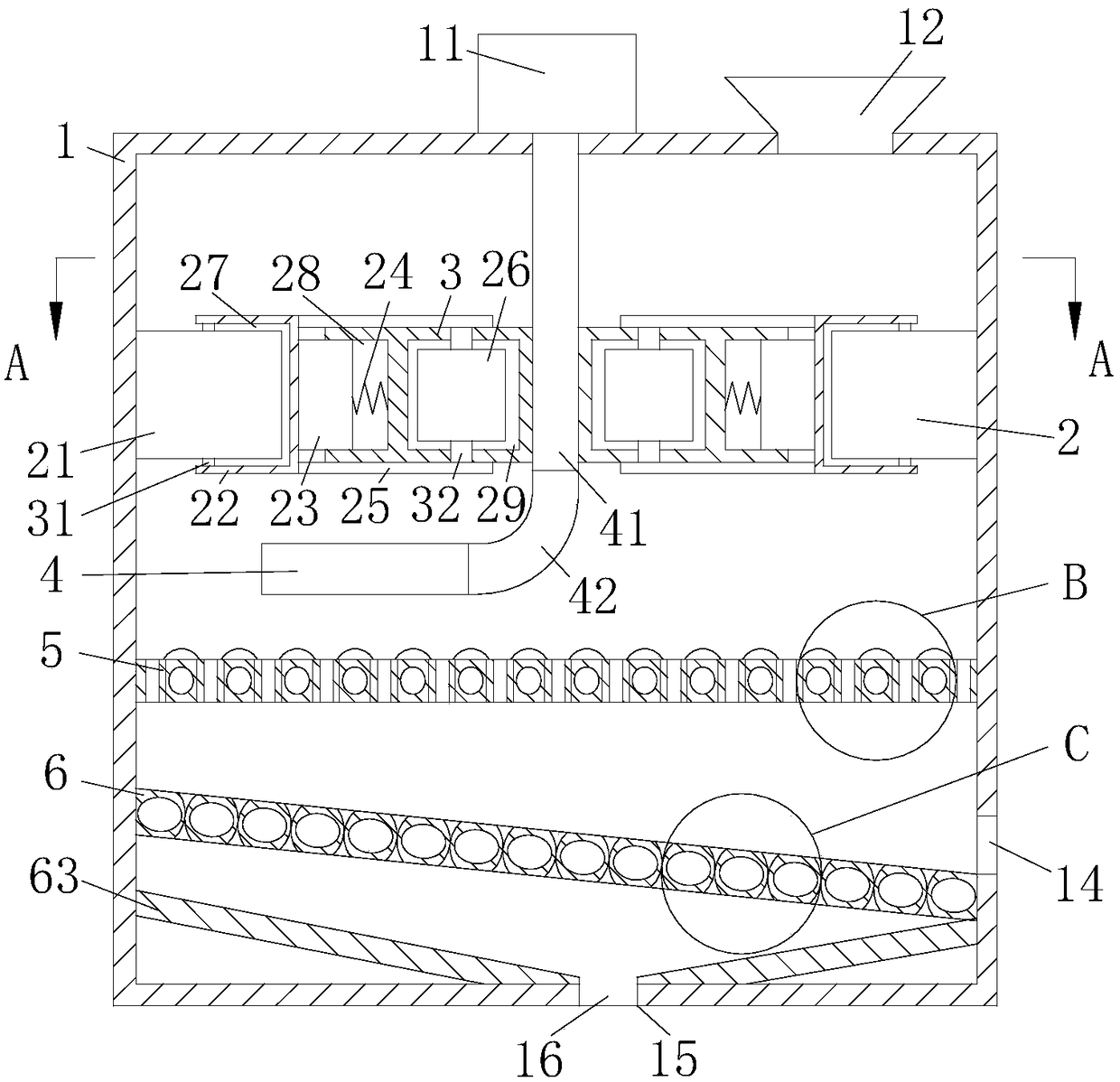 Building material processing and screening device