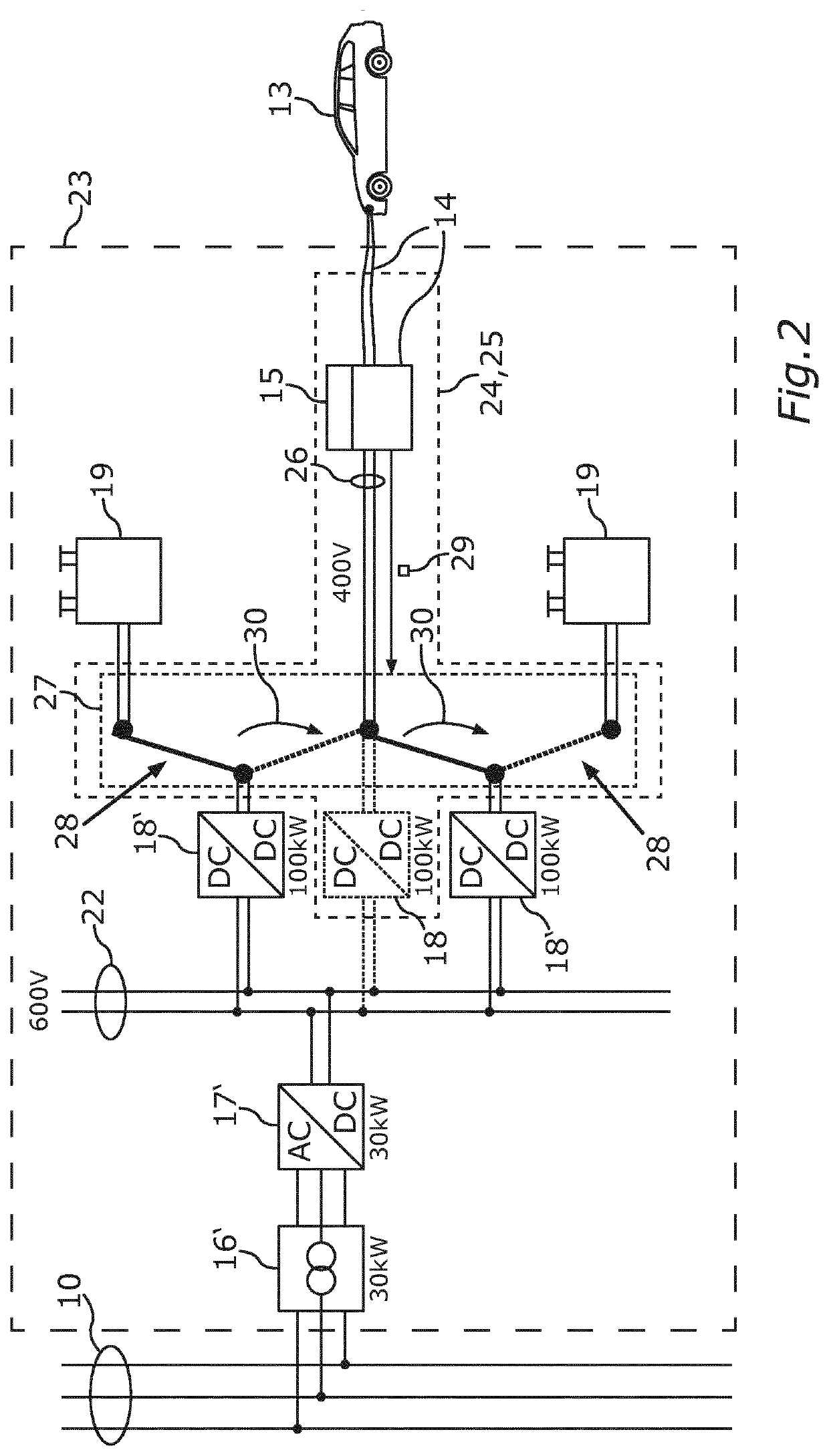 Stationary Storage Device for Temporarily Storing Electric Energy in an Electric Supply Grid, Operating Method, and Retrofitting Module for the Stationary Storage Device