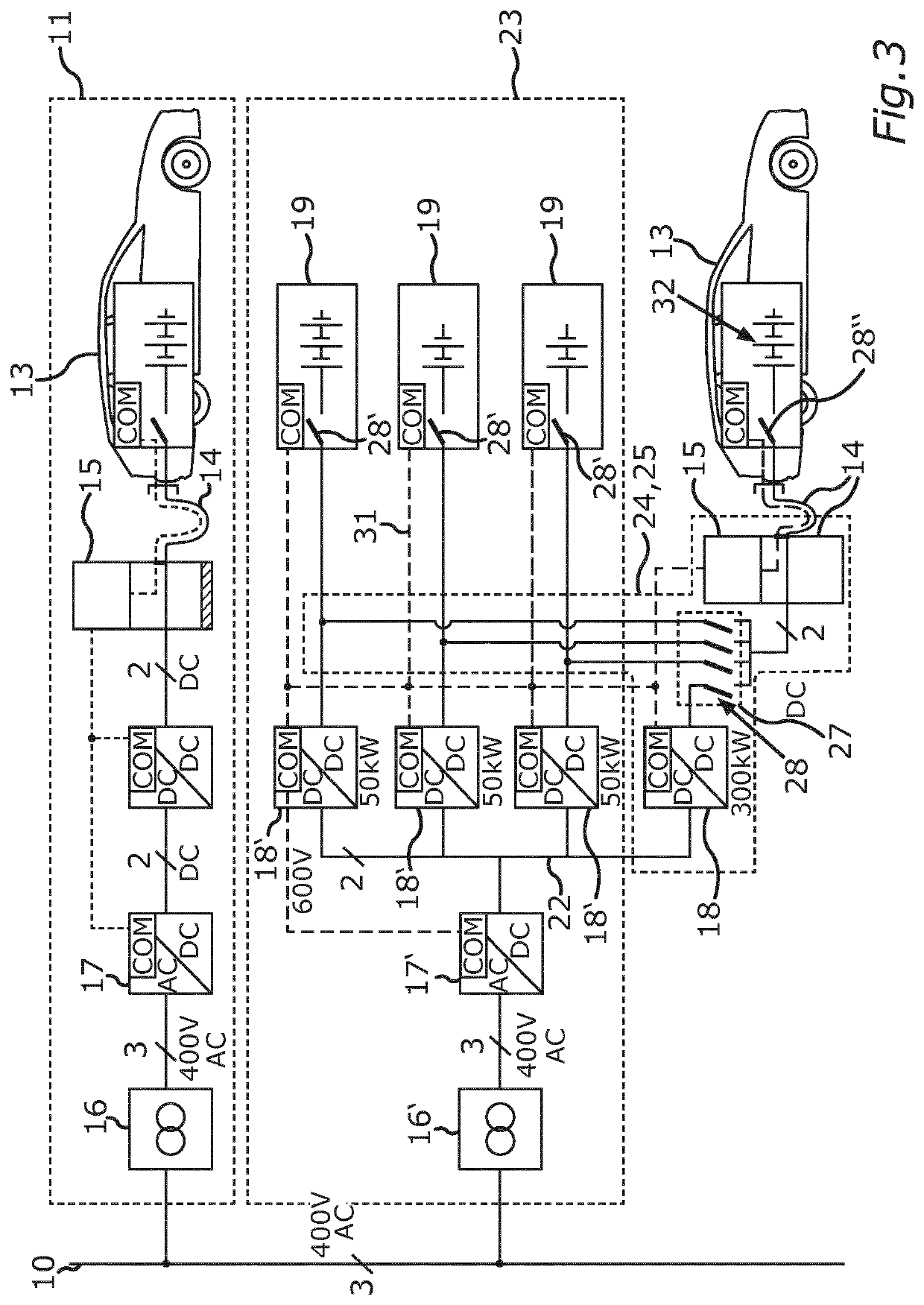 Stationary Storage Device for Temporarily Storing Electric Energy in an Electric Supply Grid, Operating Method, and Retrofitting Module for the Stationary Storage Device