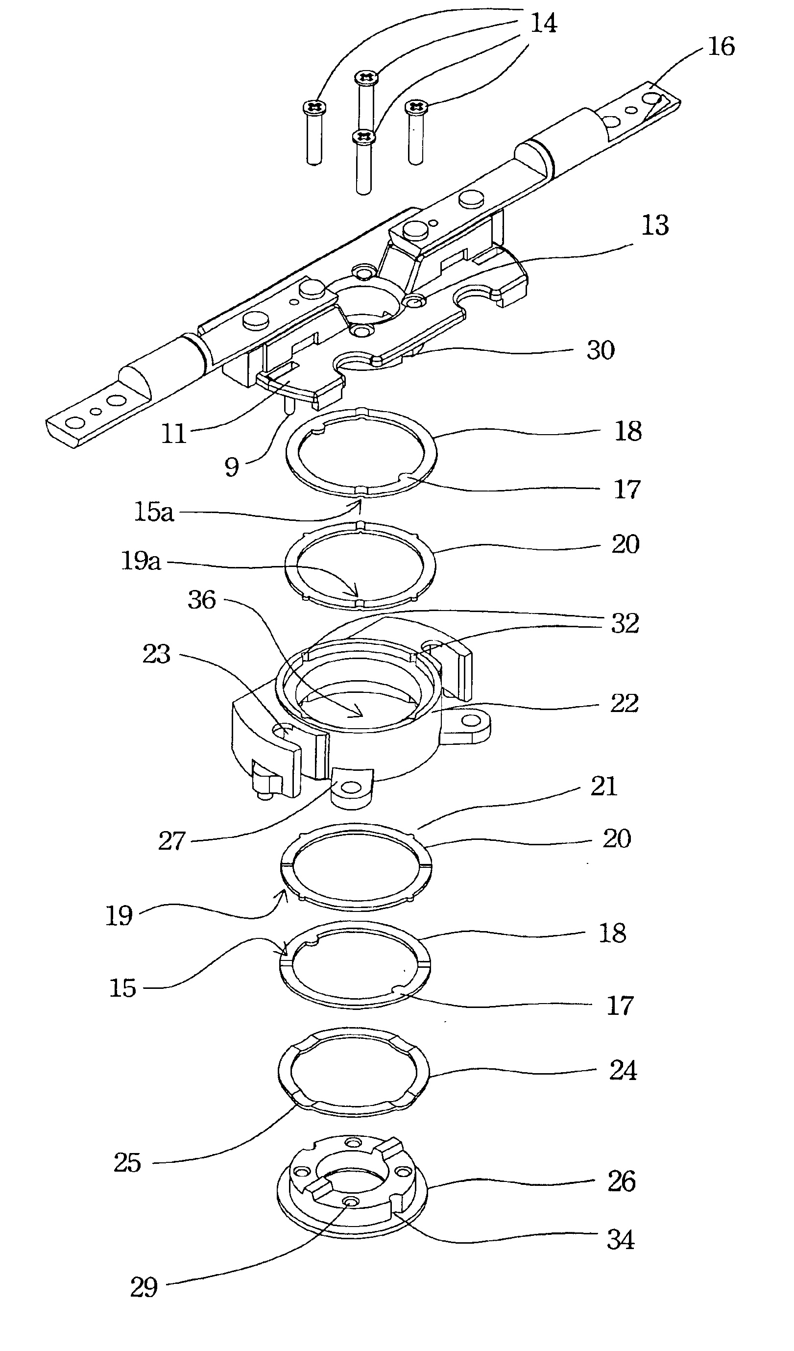 Swivel hinge with angular fixing structure