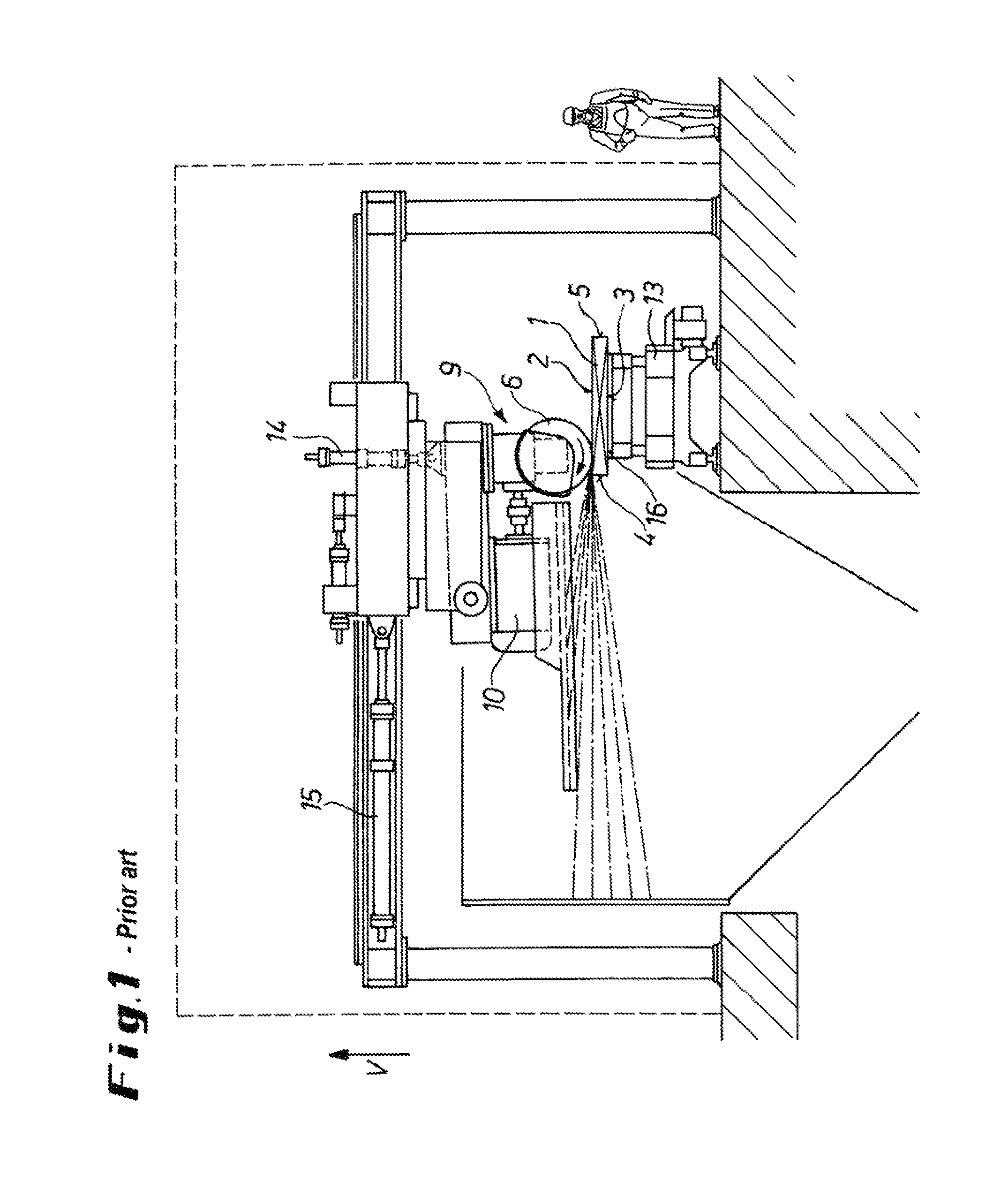 Method and device for grinding a continuous casting product