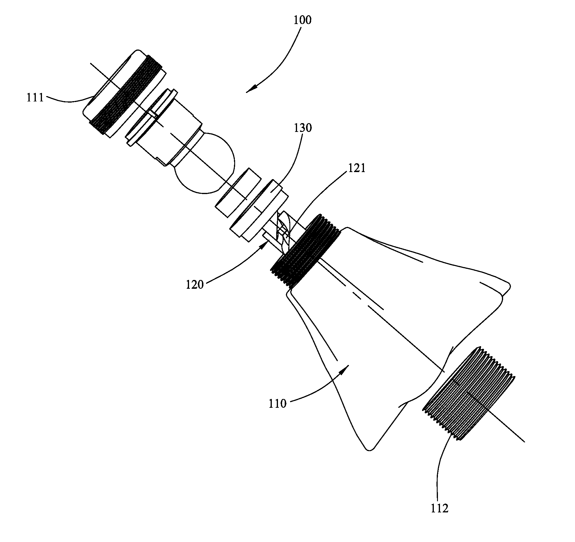 Outlet mechanism with pulsing and rotating water effect and a water processor with pulsing and rotating water effect
