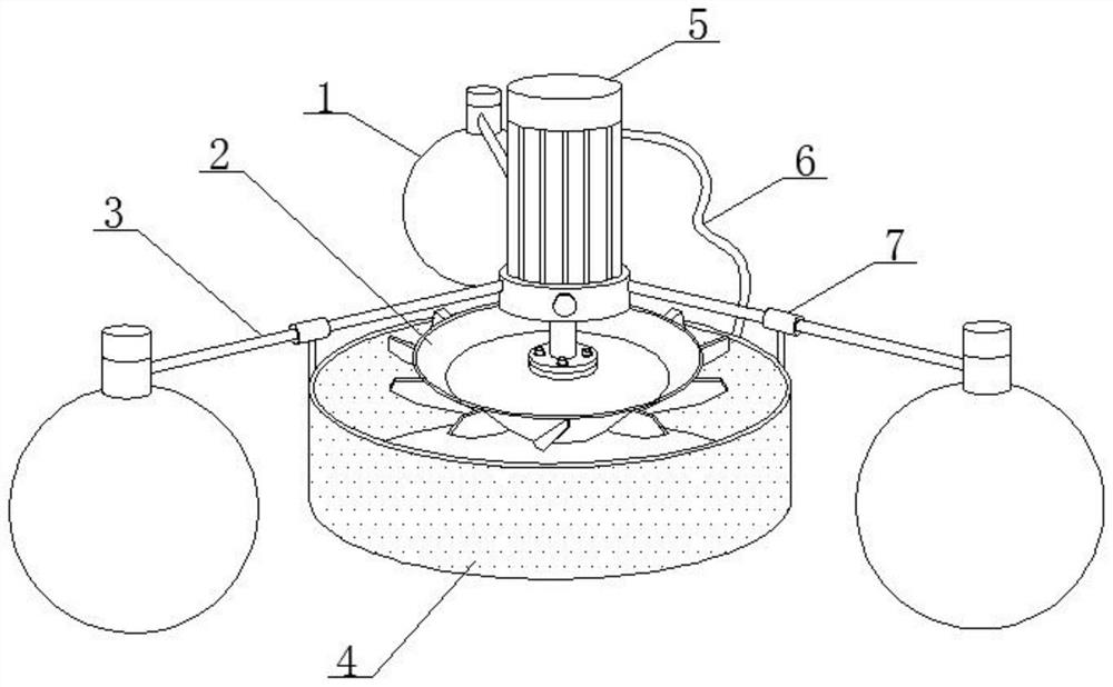 Fishpond cultivation oxygenation device capable of preventing sundries from winding