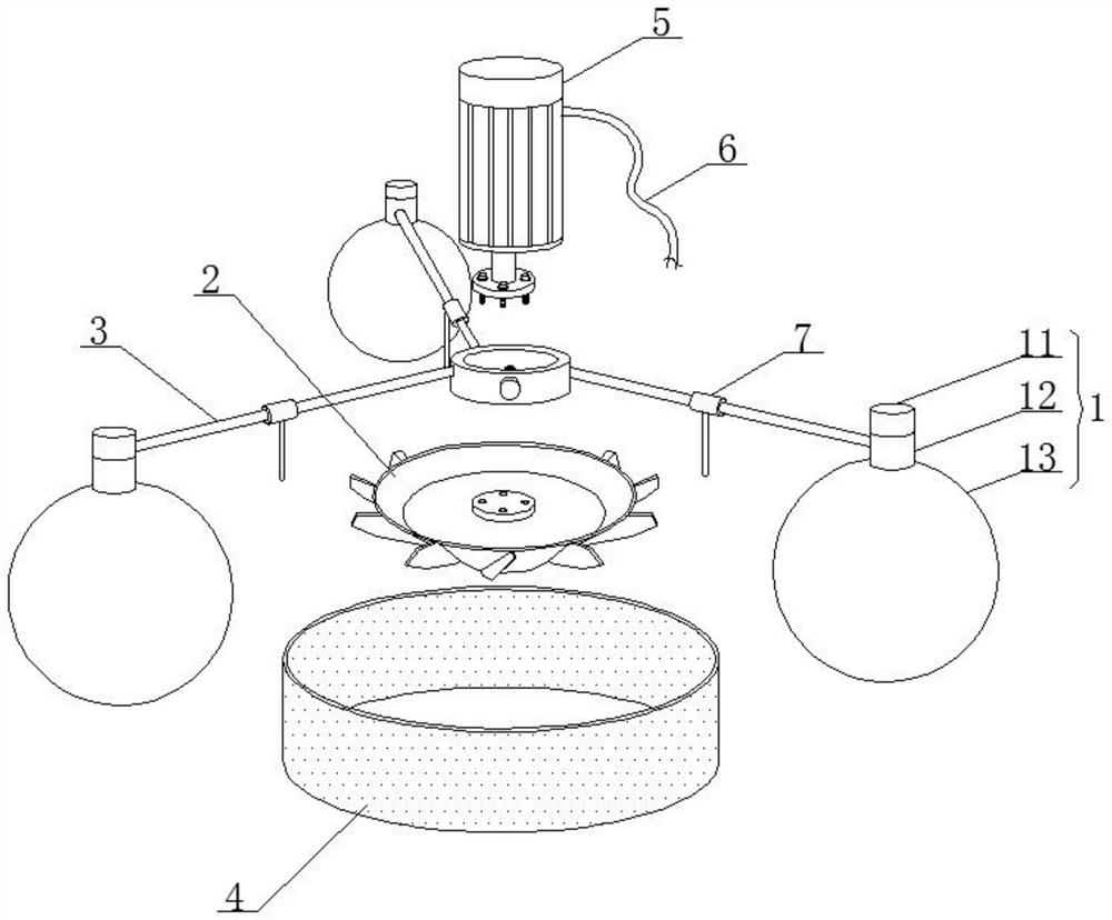 Fishpond cultivation oxygenation device capable of preventing sundries from winding