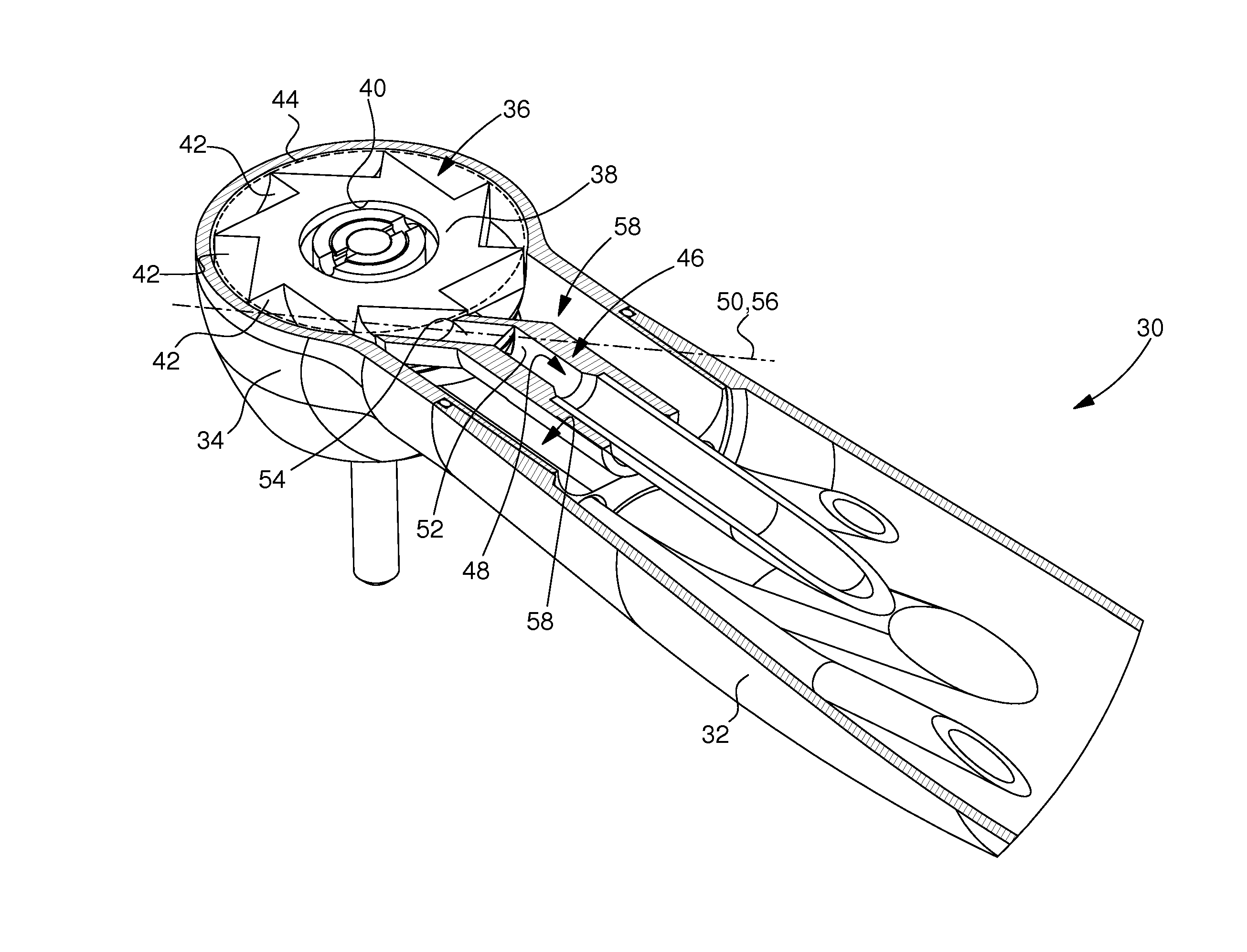 Dental or surgical compressed air handpiece and turbine for such a handpiece