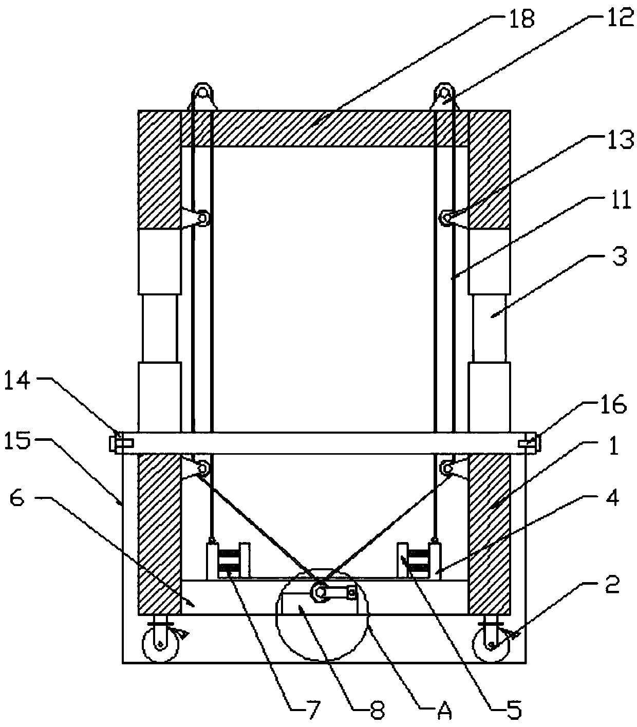 Novel switchboard cabinet lifting and mounting auxiliary device