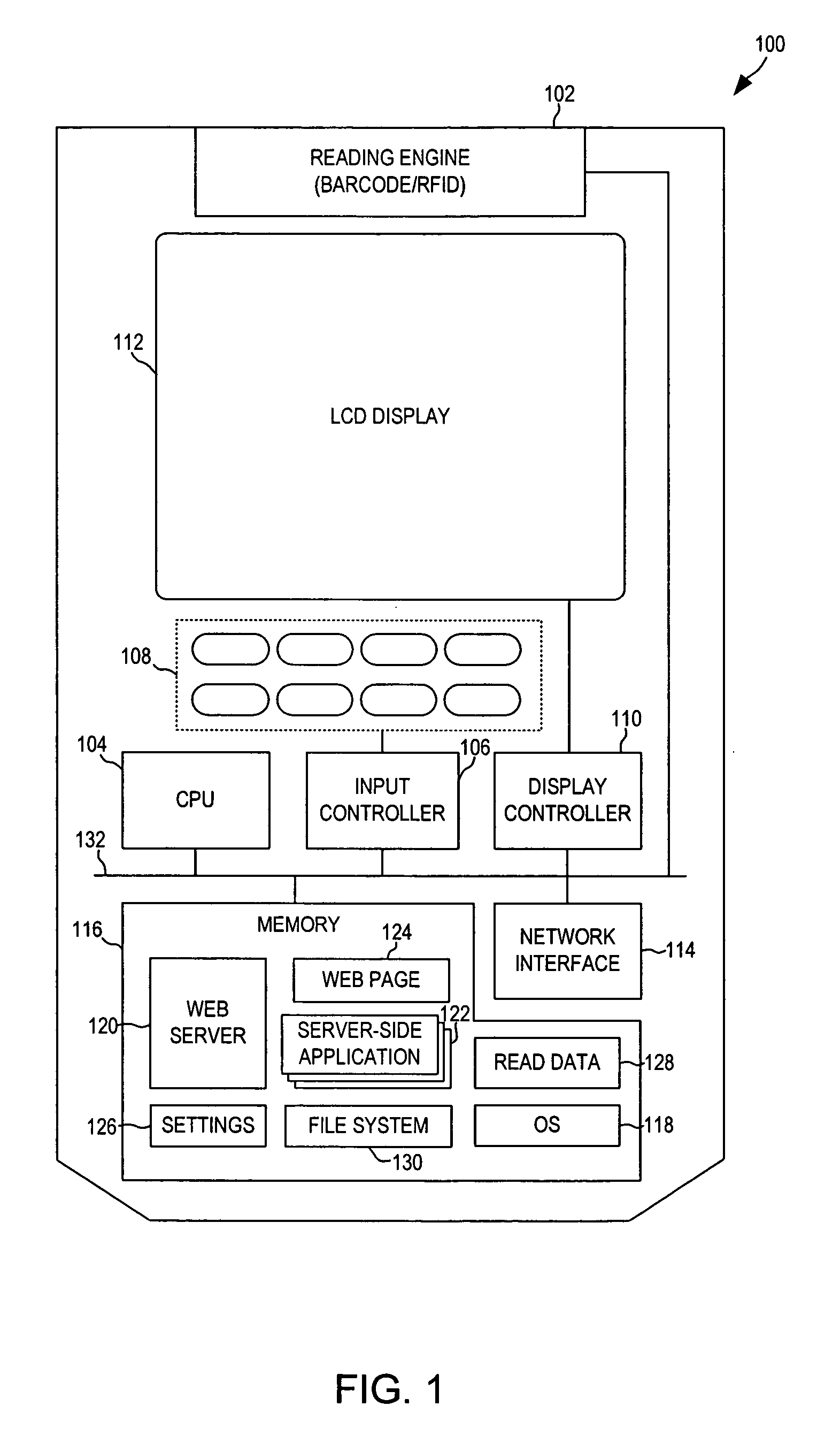 Portable data reading device with integrated web server for configuration and data extraction