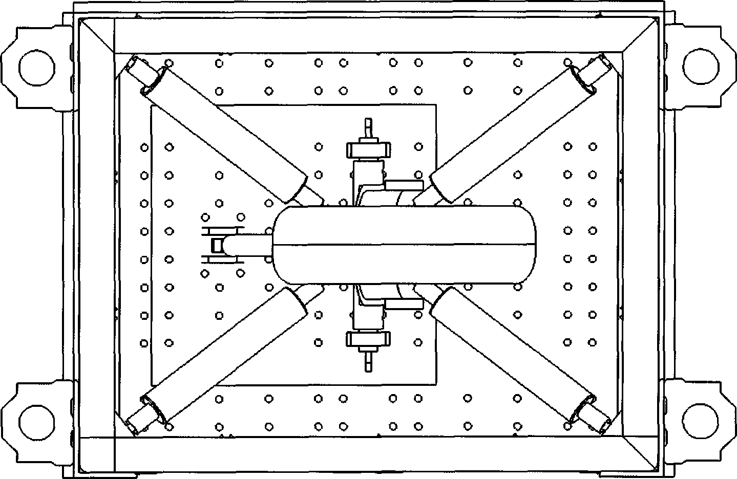 Inverted cup-type drop test bed cradle