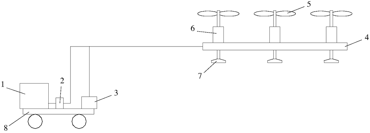 Large-arm-span multi-rotor suspension type pesticide spray device
