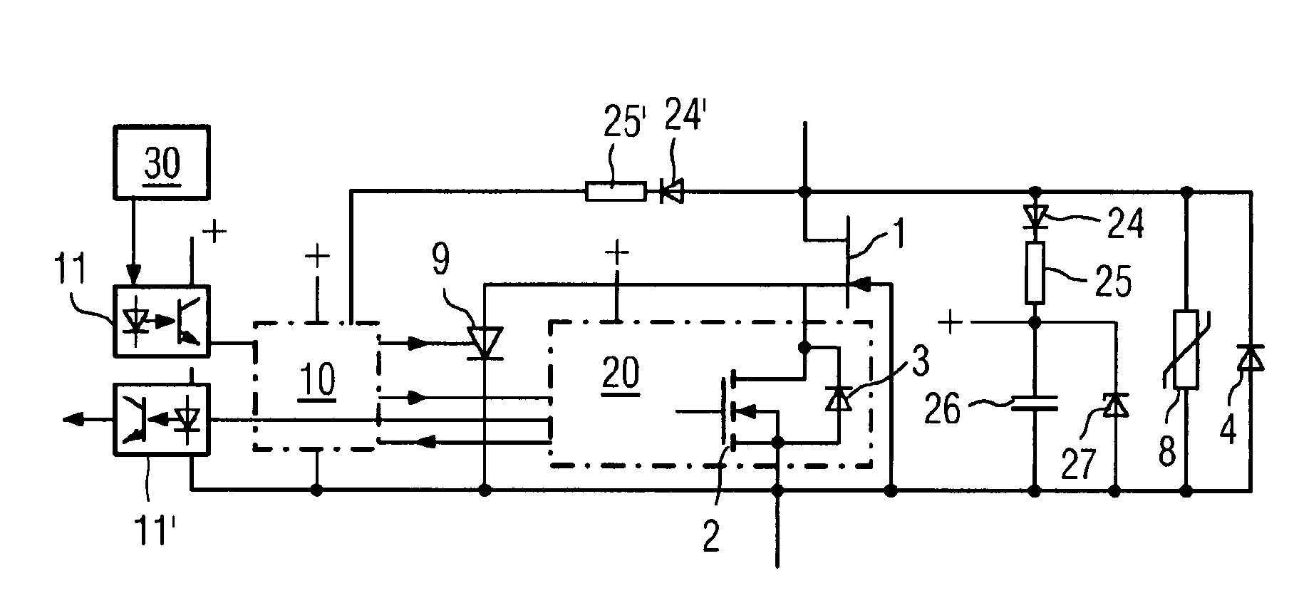 Electronic switching device, in particular circuit-breaker and associated operating method