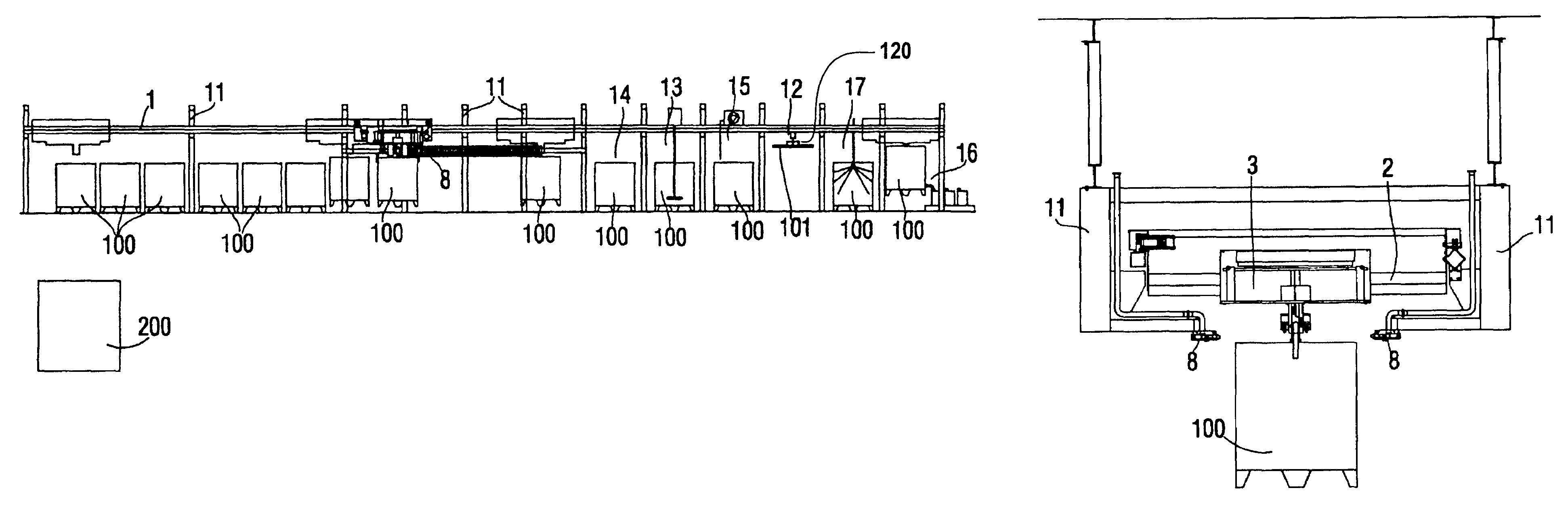 Machine for the automated production of compositions of raw materials such as liquids, powders or pastes in a mobile tank