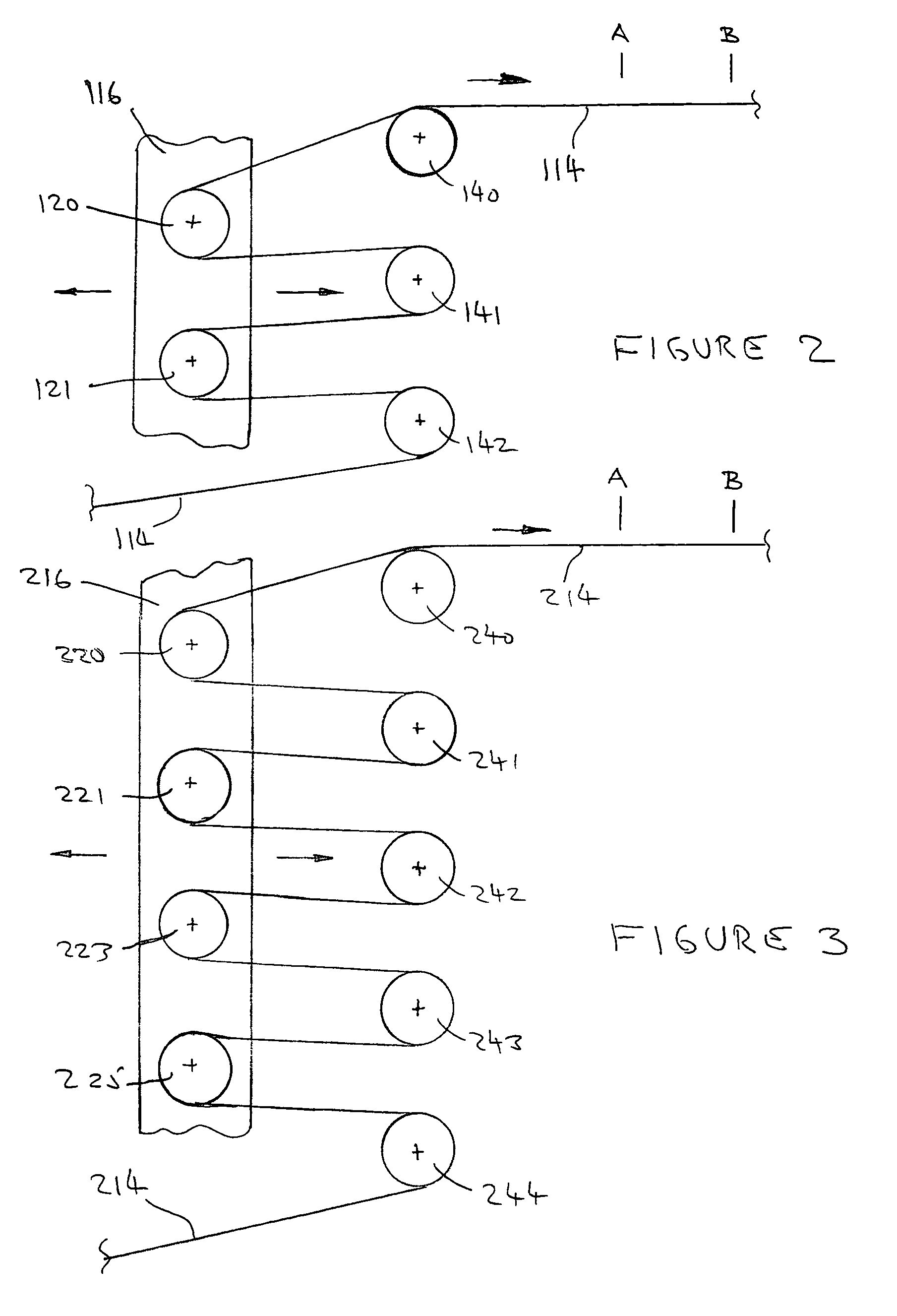 Web tensioning device with plural control inputs