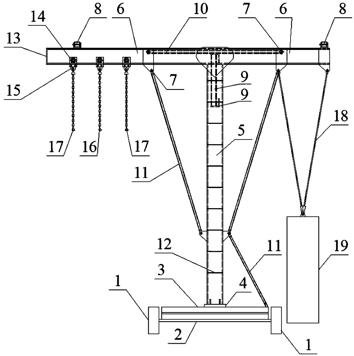 Movable mounting and demounting frame applied to mounting and demounting of concrete guardrail formworks