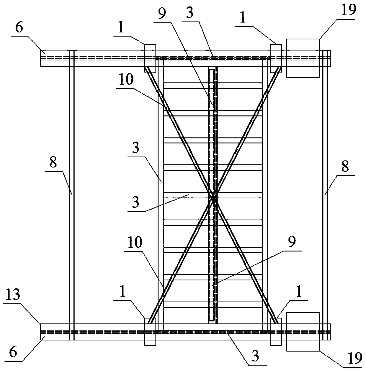 Movable mounting and demounting frame applied to mounting and demounting of concrete guardrail formworks