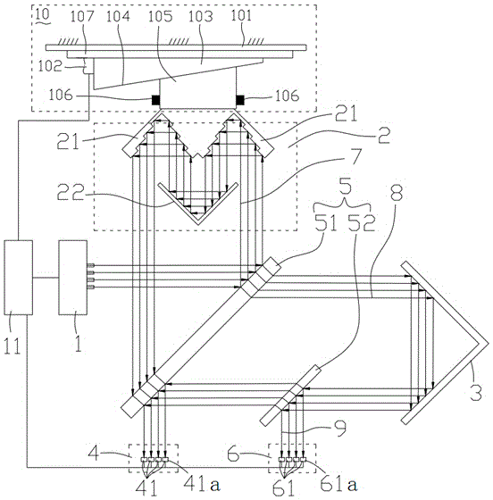 Magnetic micro displacement platform-type cascade step angle reflector laser interferometer, calibration method and measurement method