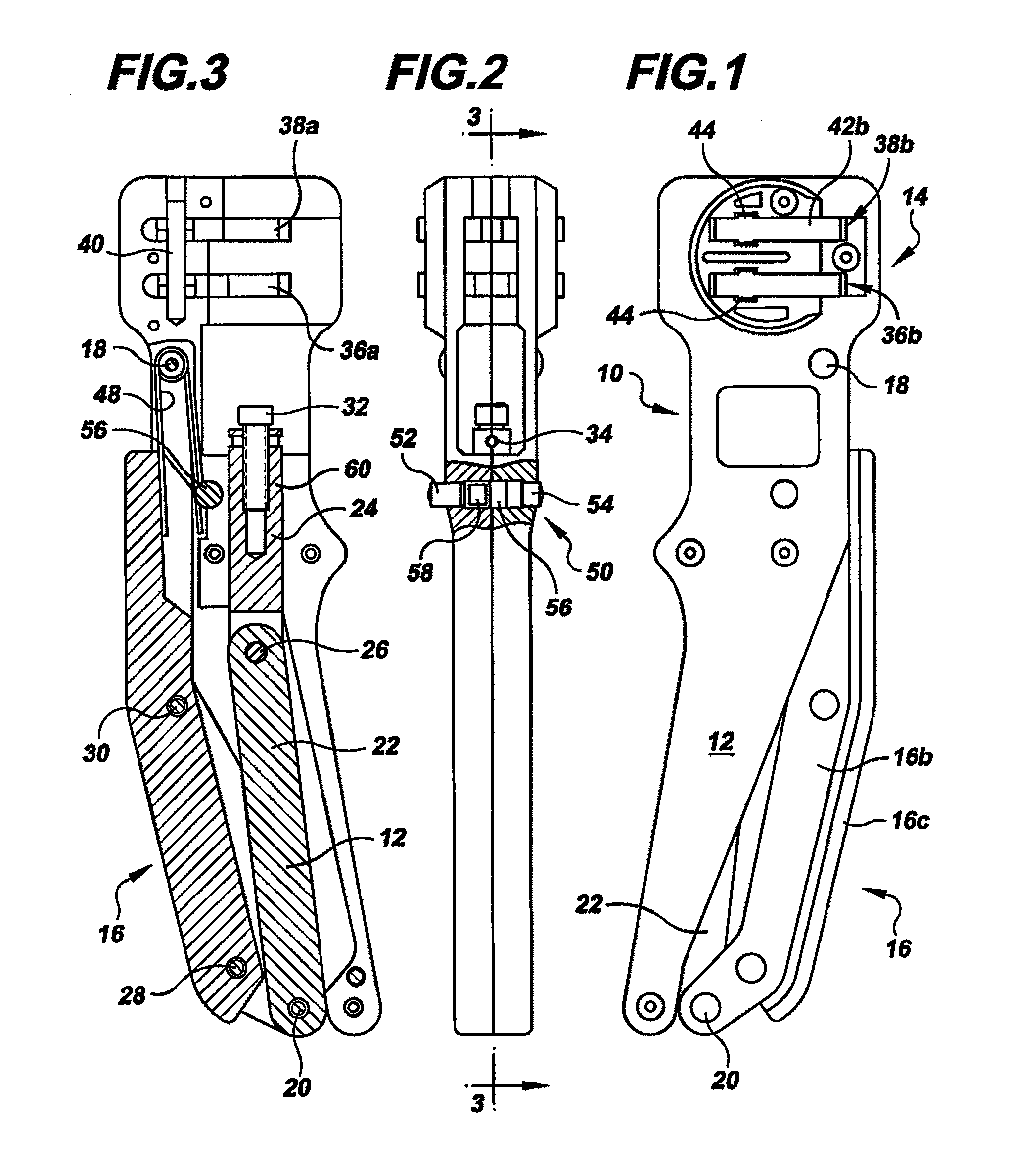 Scissor action compression assembly tool