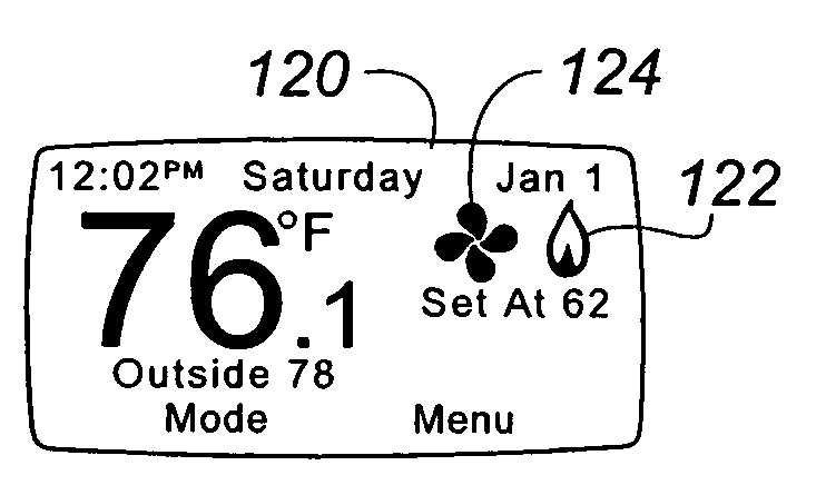 Thermostat display system providing animated icons