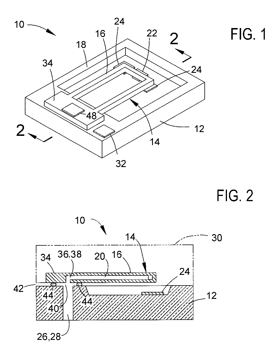 Fluid sensing device with integrated bypass and process therefor