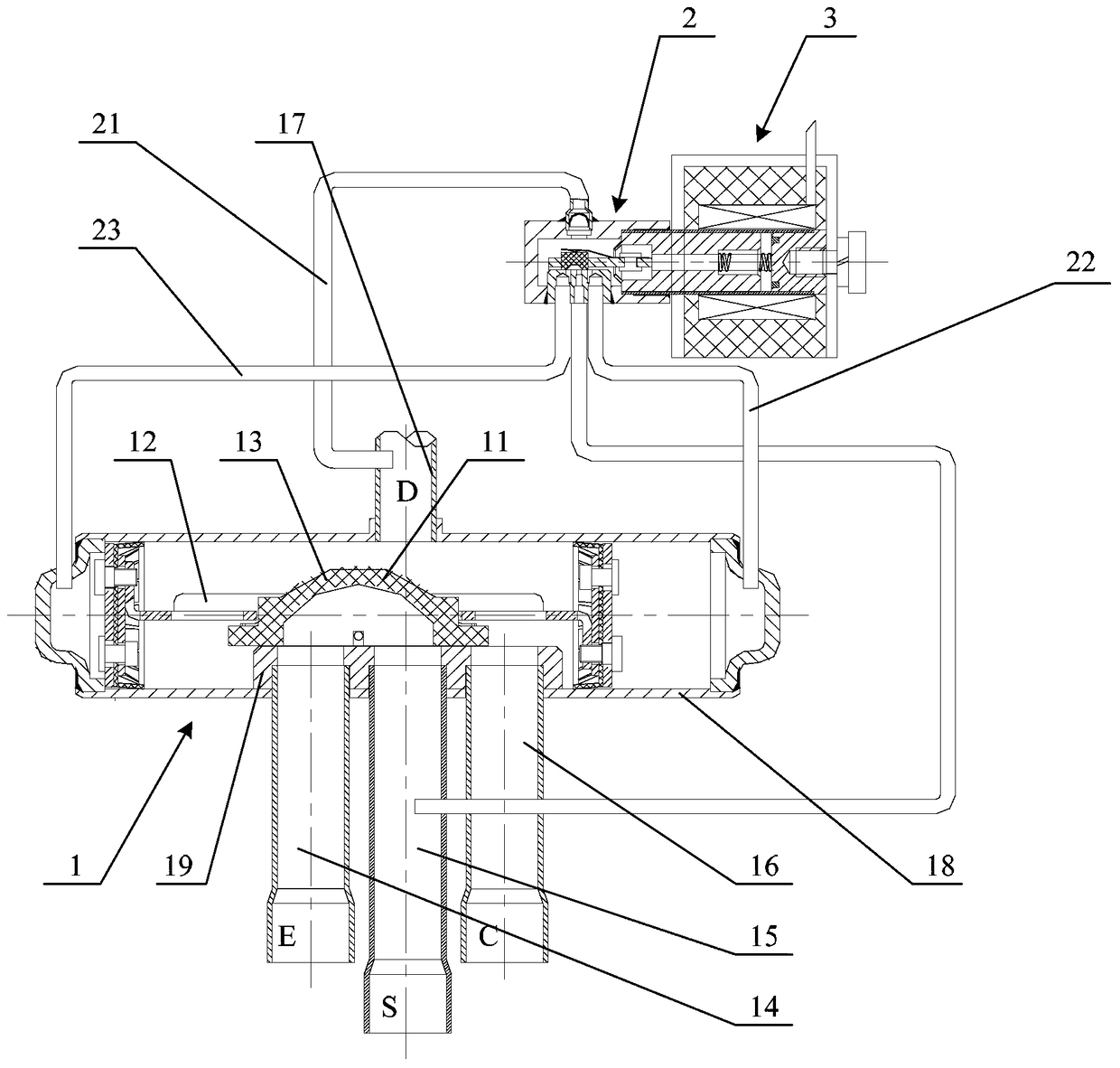 Electromagnetic four-way reversing valve