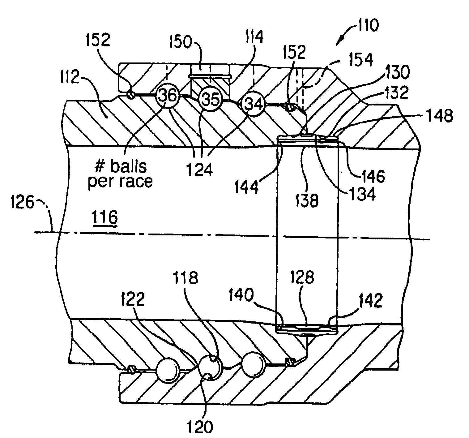 Swivel joint with stepped bearing races