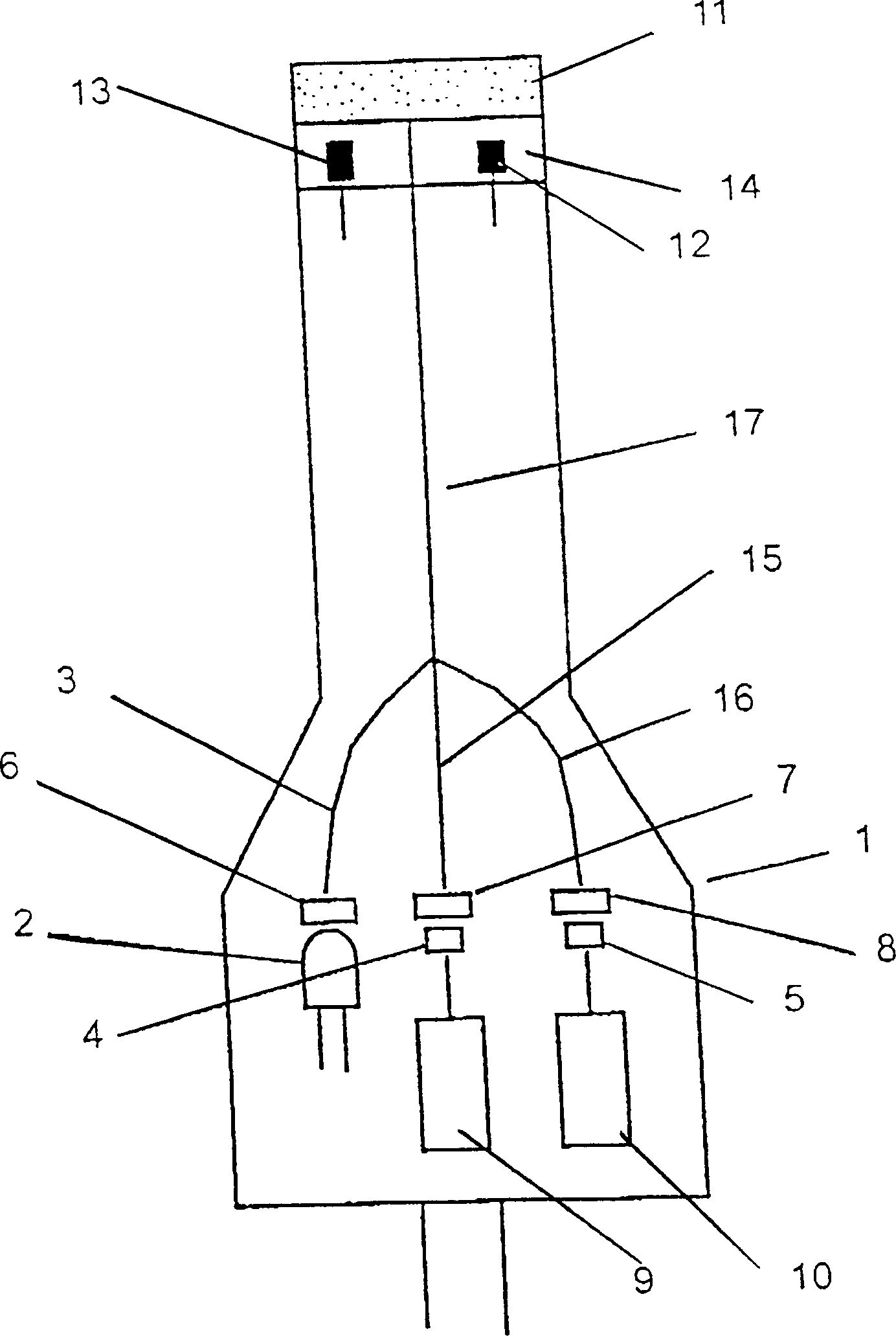 Device for measuring light-activated fluorescence and its use