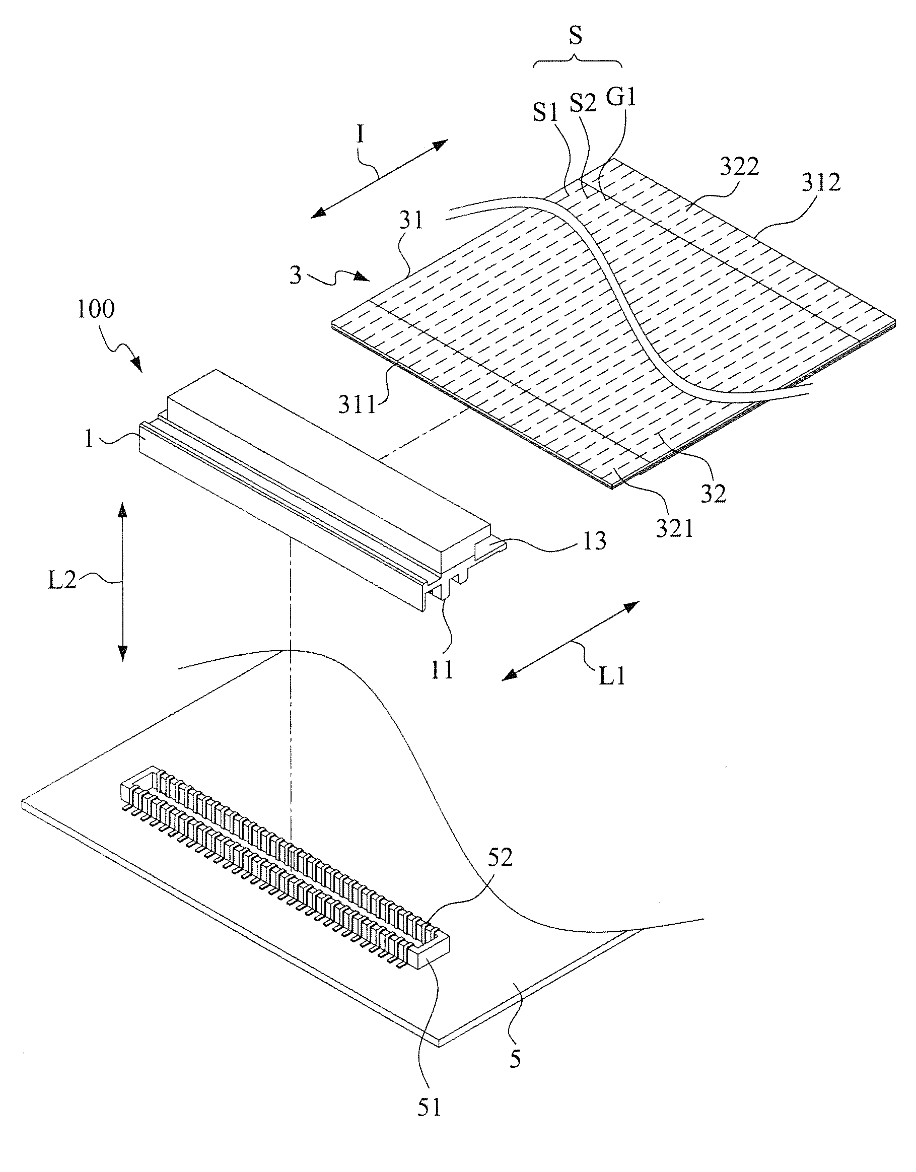 Connection structure for flexible circuit cable