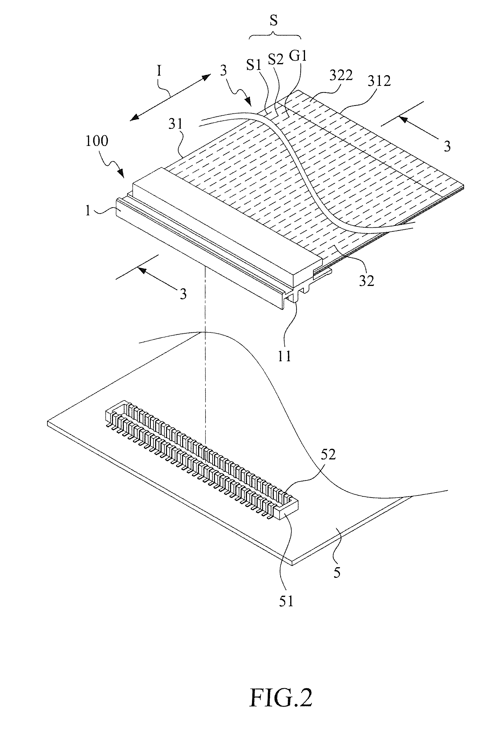 Connection structure for flexible circuit cable