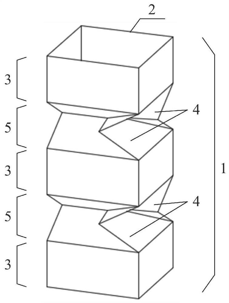 Collision energy-absorbing box with rotary folding concave corner