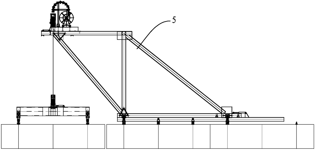 Cable-mounted deck derrick crane