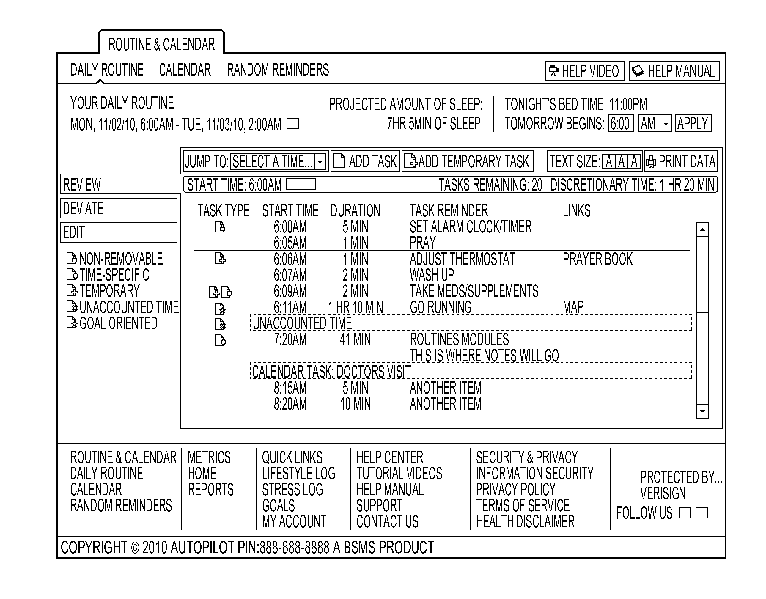 Lifestyle Management System And Method