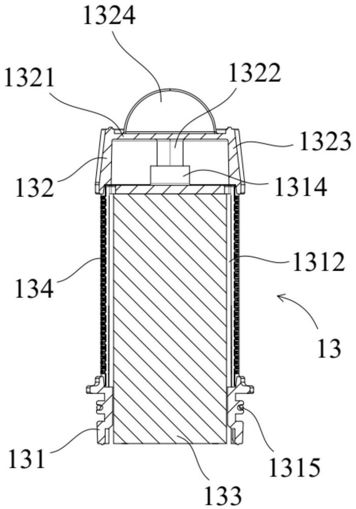 Filter element, double-cavity type dust-gas separating device with filter element and acarus killing instrument