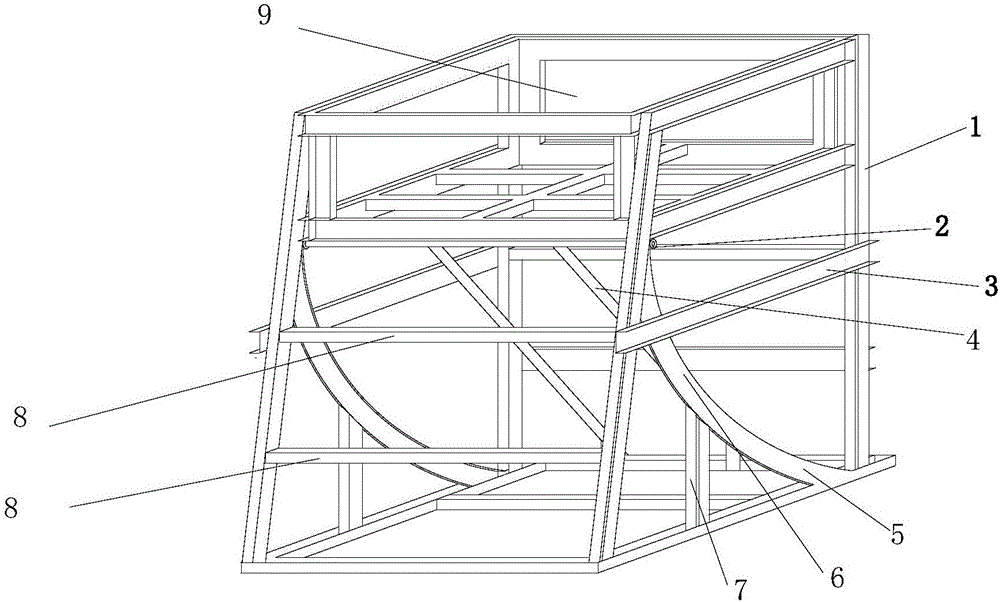 Three-dimensional physical similarity simulation experimental frame with adjustable angle