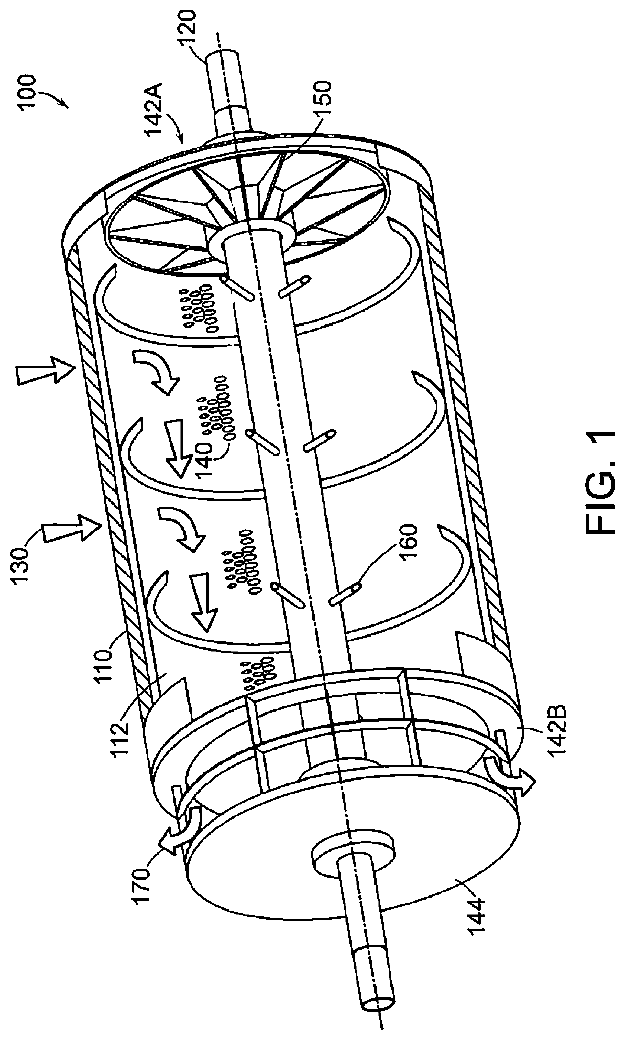 Reduced diameter foraminous exhaust cylinder