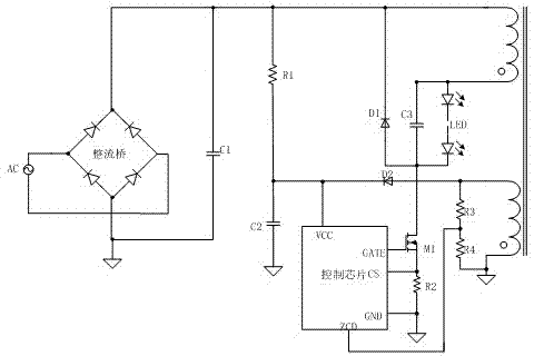 LED driving circuit capable of realizing complete-period sampling of inductive current