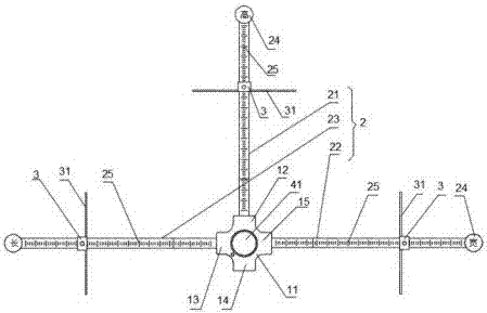 Checking ruler used for checking length, width and height sizes of six views of product appearance design