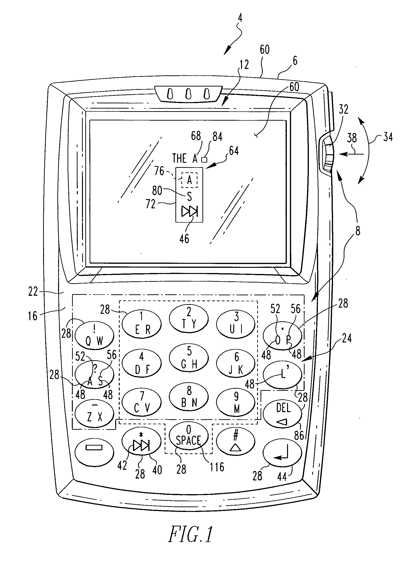 Handheld electronic device with text disambiguation employing advanced text case feature
