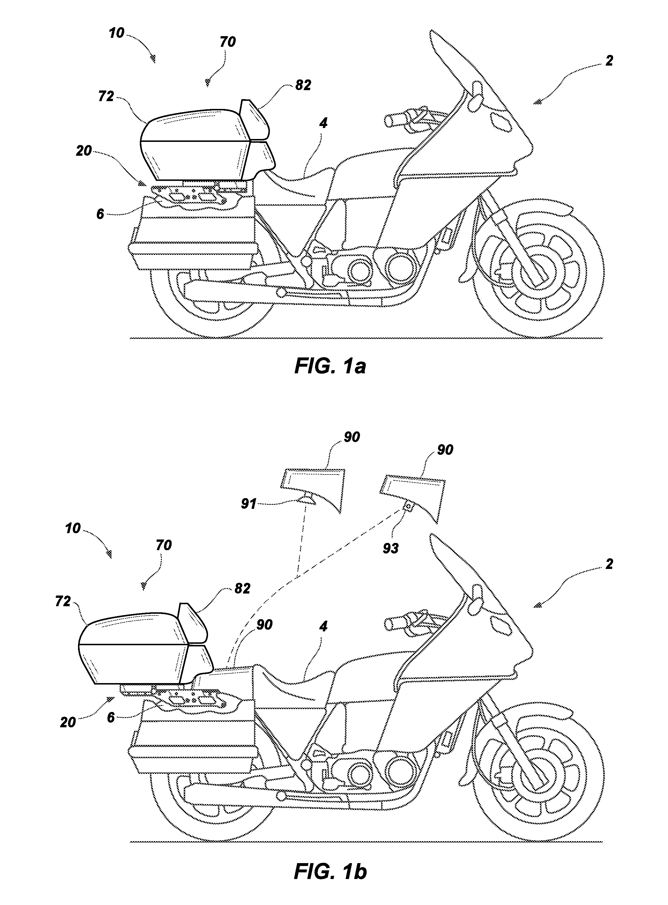 Displaceable utility positioning system for motorcycles