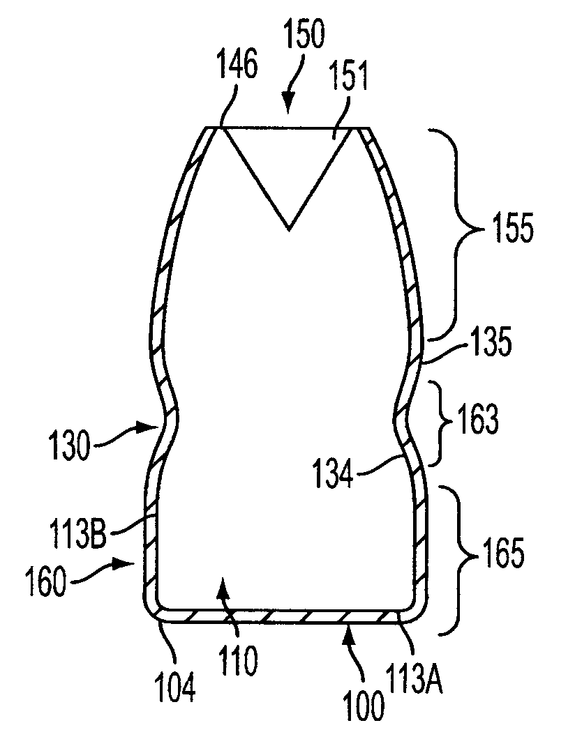 Reduced friction expanding bullet with improved core retention feature and method of manufacturing the bullet