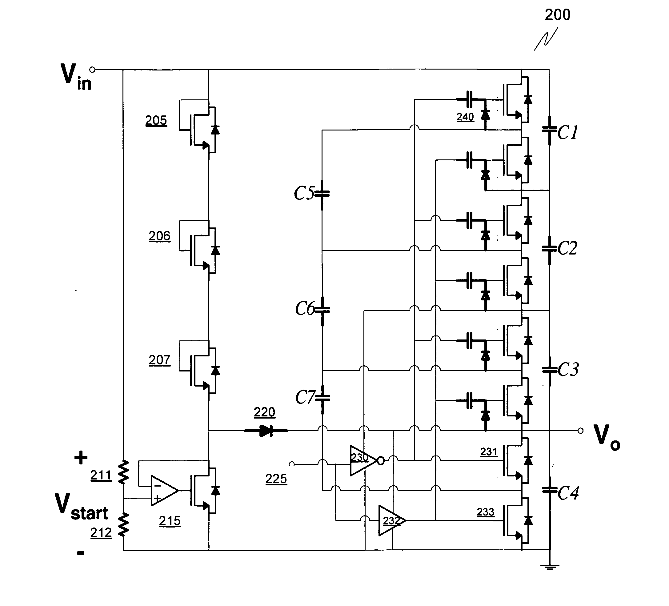 Drive and startup for a switched capacitor divider