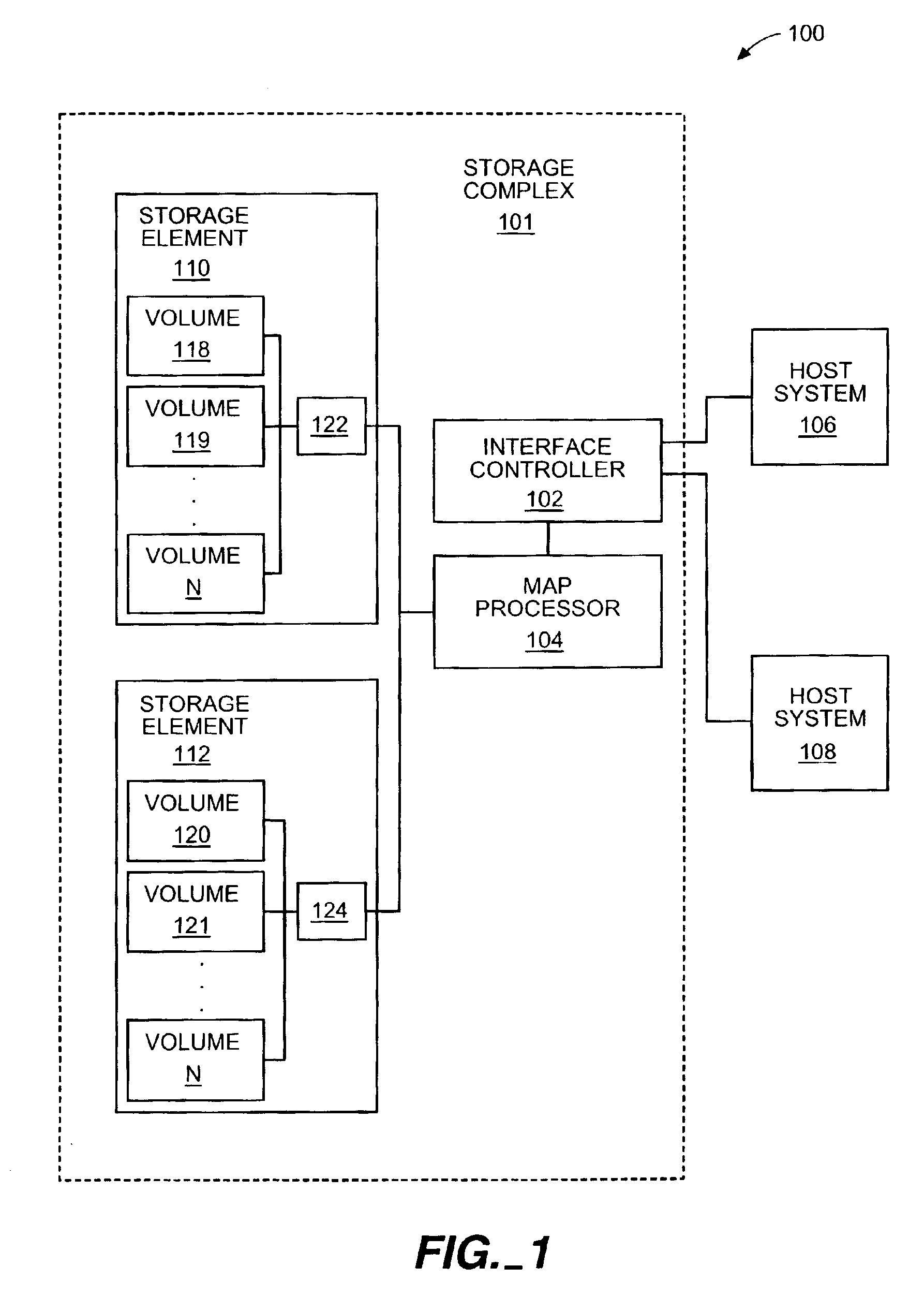 Method and apparatus for mapping storage partitions of storage elements to host systems