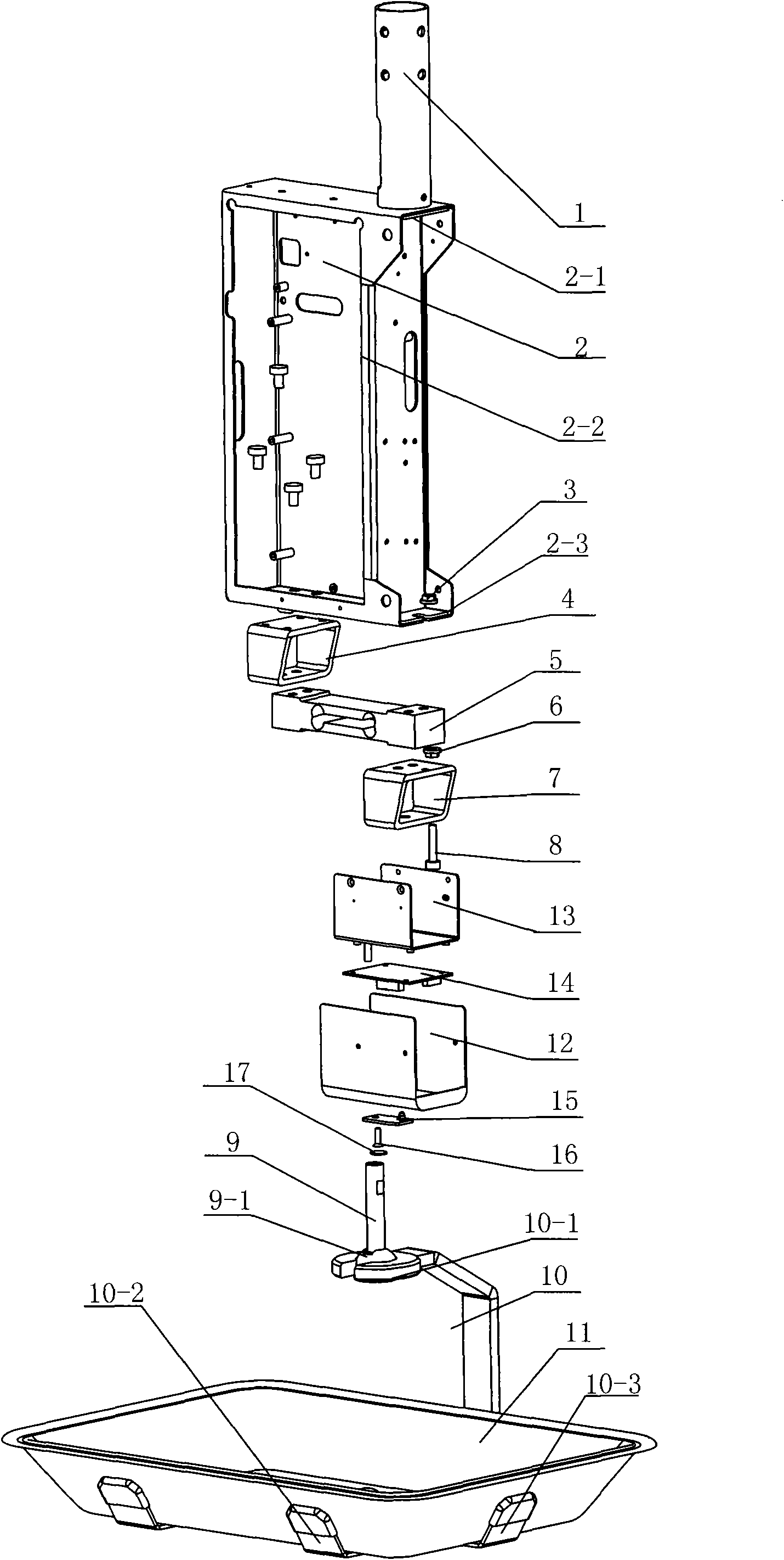 Weighing force transmission mechanism of hanging scale