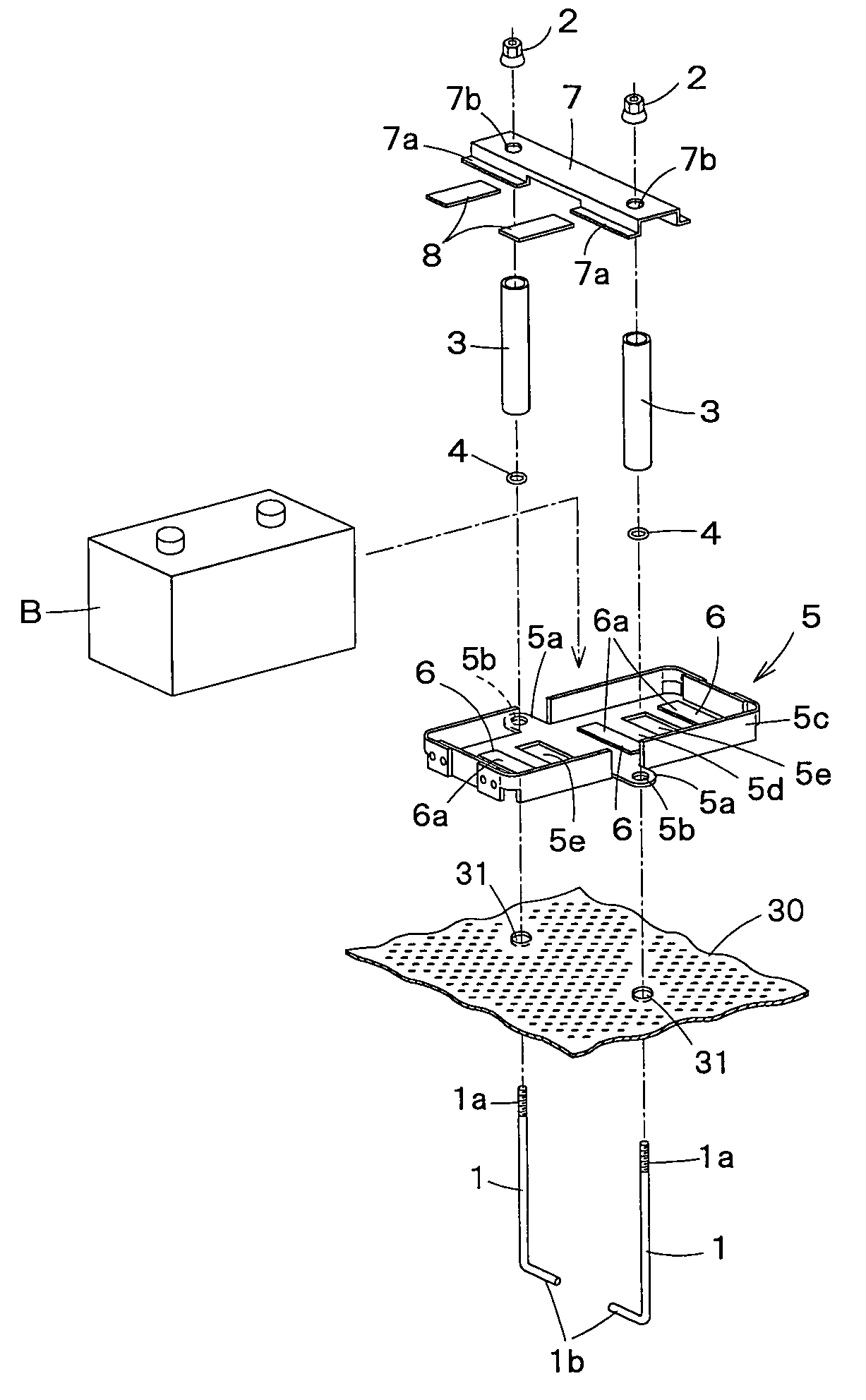 Battery holding structure for vehicle