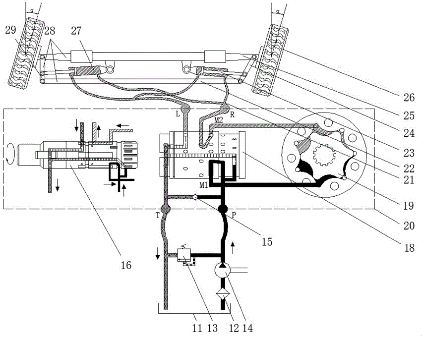 Hydraulic motor driving steering system based on full hydraulic steering device