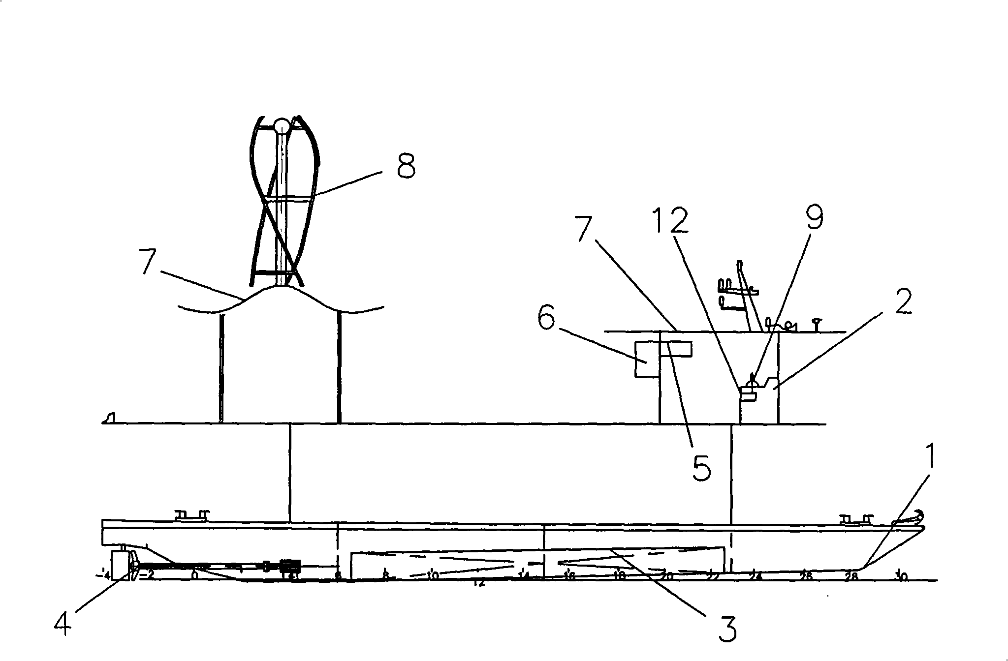 Full electric ship of charging accumulator of wind, light and electricity composite energy resource