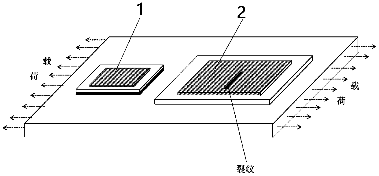 A strain and crack decoupling measurement device and method based on a binary patch antenna array