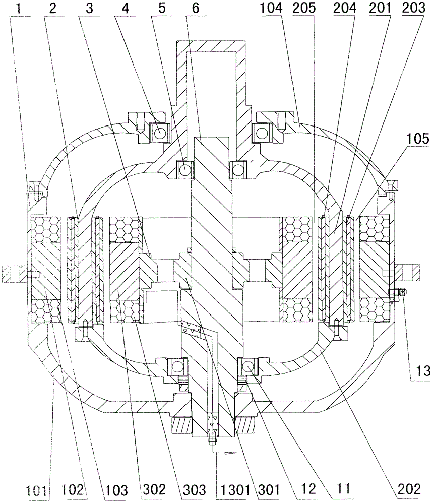 Oil magnetic-suspension double-stator high-efficiency motor