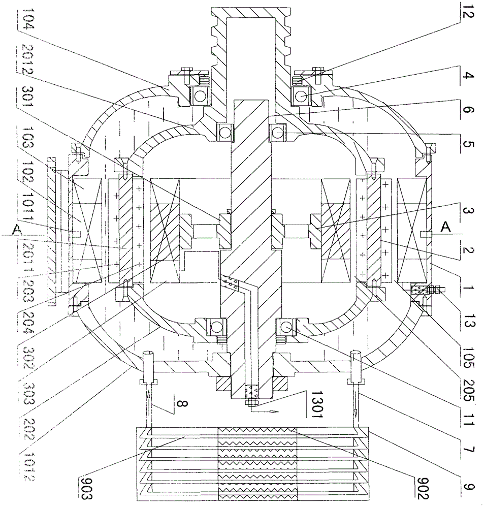 Oil magnetic-suspension double-stator high-efficiency motor